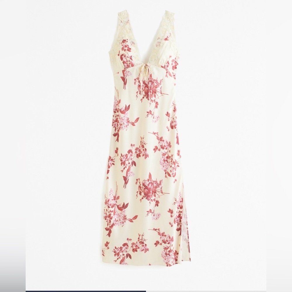 Lace-Trim Slip Midi Dress